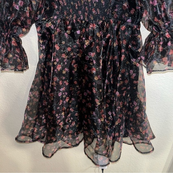 Buddy Love Puffy Sleeve Mini Floral Dress Size X-Small - Picture 2 of 8